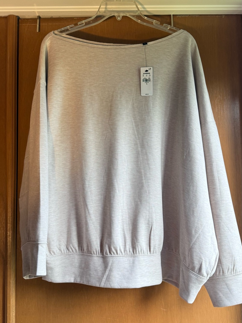 Express NWT Gray Oversized Boat Neck Top XL
